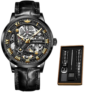 Automatic Luxury Mechanical Skeleton Leather Top Brand Wristwatch - 200033142 Full black / United States Find Epic Store