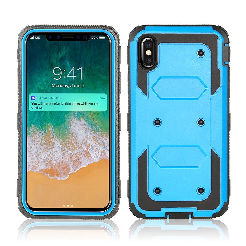 Heavy Duty Holster Belt Clip Shockproof Phone Case For iPhone 11 Pro Max XR X XS Max 360 Full Protective Screen Protector Cover - 380230 For iPhone X / Blue--No Belt Clip / United States Find Epic Store