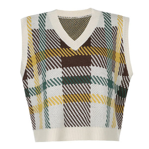 Argyle Plaid Y2K Sweater - 201240203 One Size / United States / Beige Find Epic Store