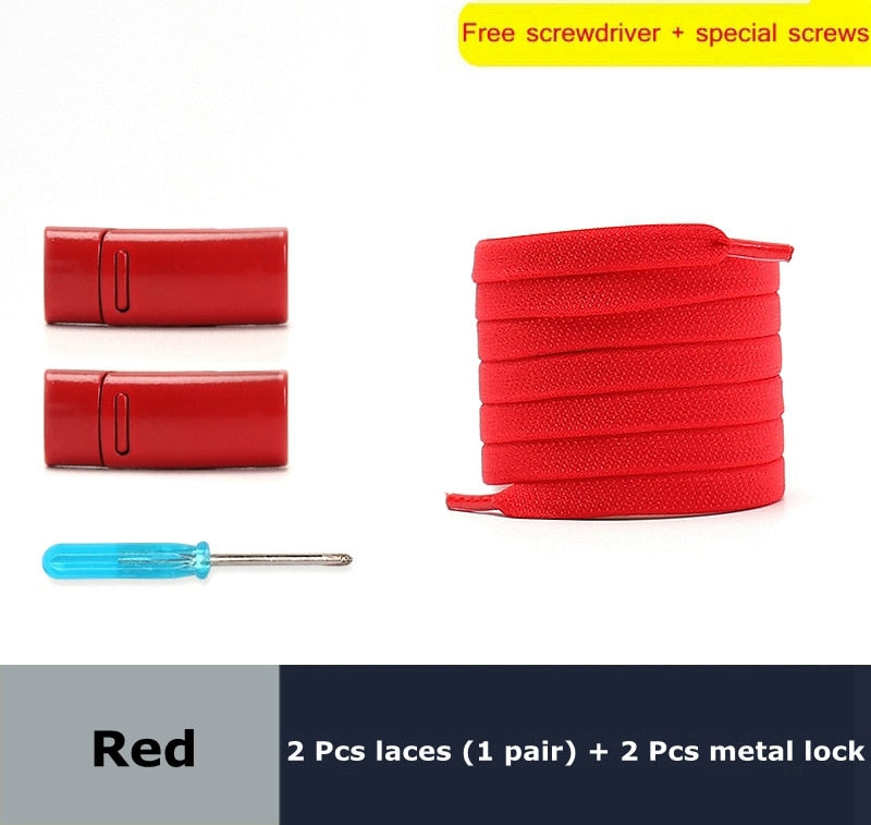 Highly Elastic Shoe Laces Flat Lock Color Shoe Accessories No Tie Shoelaces Magnetic Metal Suitable for All Shoes Lazy Shoelace - 3221015 Red / United States / 100cm Find Epic Store