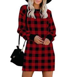 Plaid Long Sleeve Dress - 200000347 Black And Red / S / United States Find Epic Store