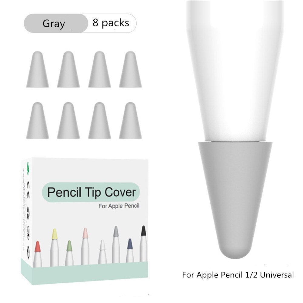 For Apple Pencil 8 pcs Silicone Replacement Tip Case for Apple Pencil 1 2 Touchscreen Stylus Pen Case Nib Protective Cover Skin - 200001095 Gray / United States Find Epic Store