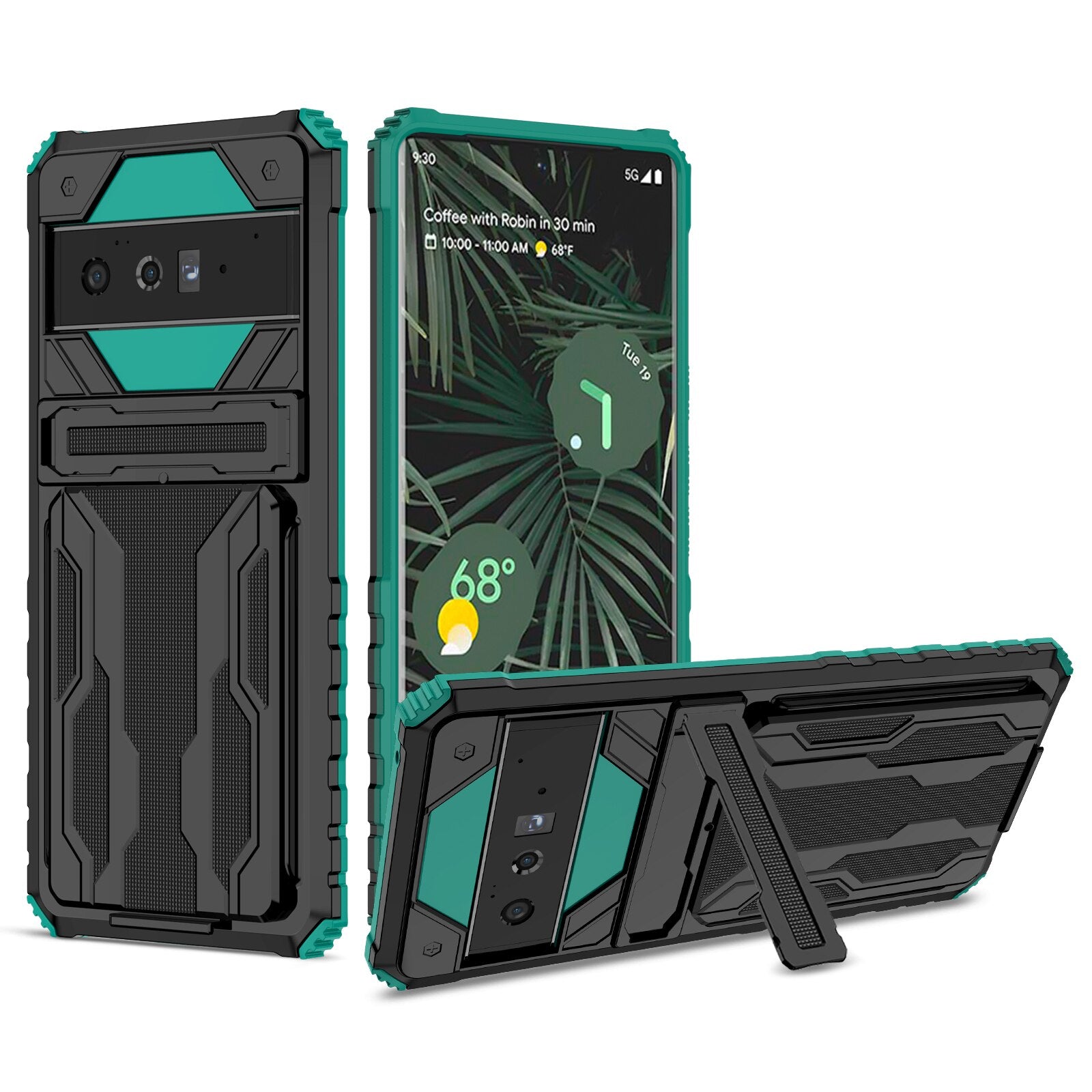 Case for Google Pixel 6 Pro Case Wallet 3-Card Flip Cover Credit Card Holder Slot Back Pocket Dual Layer Protective Hybrid Hard Case - 0 Pixel 6 / green / United States Find Epic Store