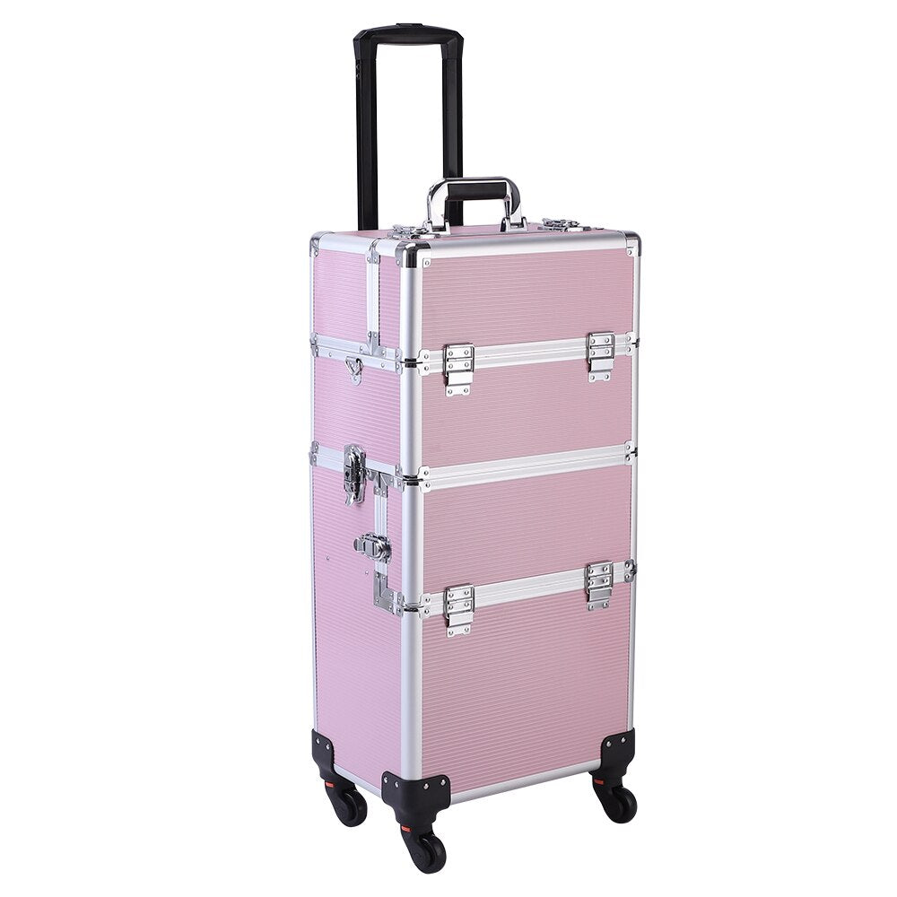 3 In 1 Pink Metal Aluminum Cosmetic Makeup Case - 380420 Find Epic Store