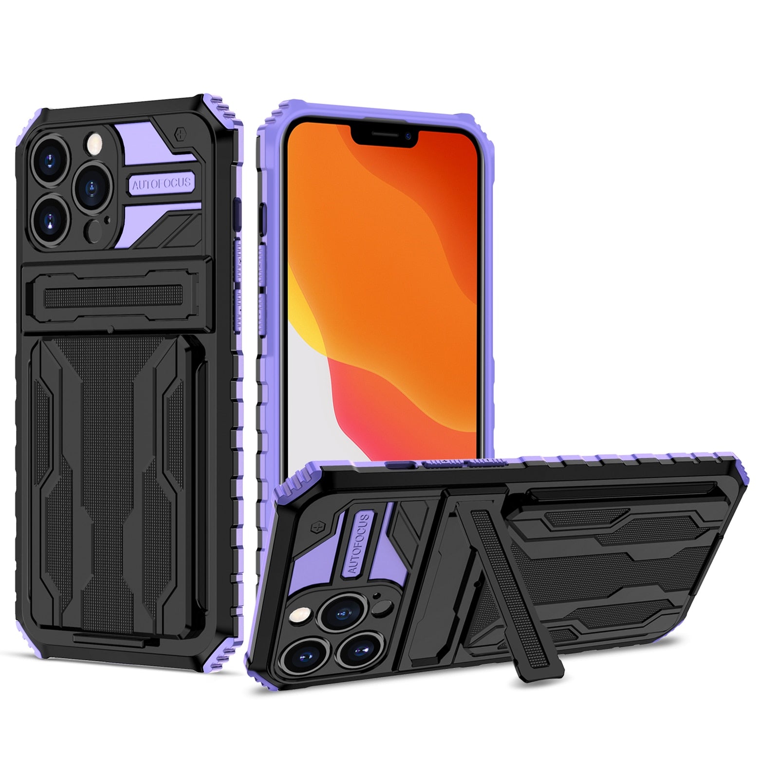 For iPhone 13 12 11 Pro Case Wallet 3-Card Flip Cover Credit Card Holder Slot Back Pocket Dual Layer Protective Hybrid Hard Case - 380230 for iPhone 7 Plus / Purple / United States Find Epic Store