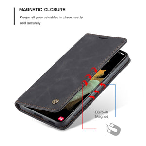 Black Color Retro Flip A51 A71 A52 A72 Case For Samsung Note 20 Ultra S20 S21 Ultra S20 FE S8 S9 S10e Plus S7 Edge Magnet Card Holder - 380230 Find Epic Store