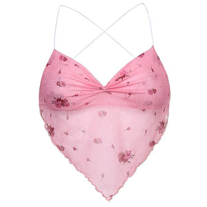Pink Cute Mesh Halter Tank Top - 200000790 Pink / M / United States Find Epic Store