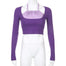 2 Pieces Halter Long Sleeve Crop Top T Shirt - 200000791 Purple / S 1 / United States Find Epic Store