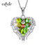 925 Sterling Silver Jewelry Fashion Four Colors Crystal Heart Angel Wing Pendant - 200001699 Olive / United States / 40cm Find Epic Store