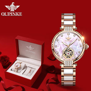 OUPINKE Fashion Diamond Ceramic Sapphire Watch - 200363143 pink gift / United States Find Epic Store