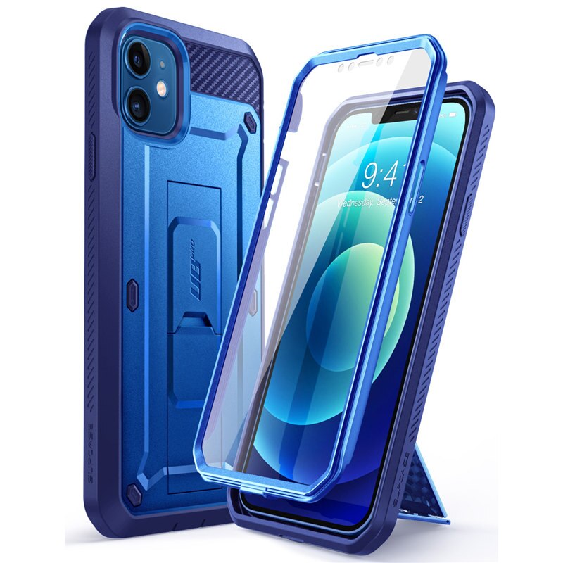 iPhone 12 Mini Case 5.4 inch Full-Body Rugged Holster Cover with Built-in Screen Protector & Kickstand - 380230 PC + TPU / Cobalt / United States Find Epic Store