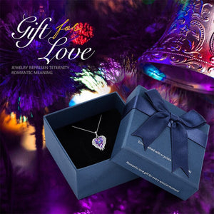 925 Sterling Silver Jewelry Fashion Four Colors Crystal Heart Angel Wing Pendant - 200001699 Violet in box / United States / 40cm Find Epic Store