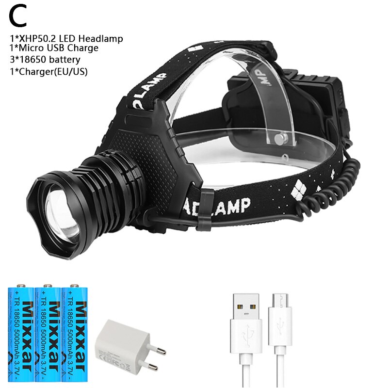 ZK20 LED/ Powerful/Bike Headlight/Headlamp/Torch 18650 Battery for Hunting/Fishing/Camping Lantern LED Rechargeable Waterproof - 39050301 Option C XHP50 / United States Find Epic Store