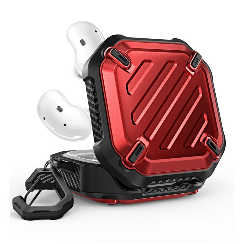 For Samsung Galaxy Buds Live Case (2020) / Buds Pro Case (2021) UB Pro Full-Body Rugged Protective Cover with Carabiner - 200001619 United States / Red Find Epic Store