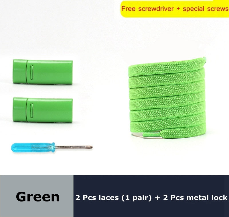 Highly Elastic Shoe Laces Flat Lock Color Shoe Accessories No Tie Shoelaces Magnetic Metal Suitable for All Shoes Lazy Shoelace - 3221015 Green / United States / 100cm Find Epic Store