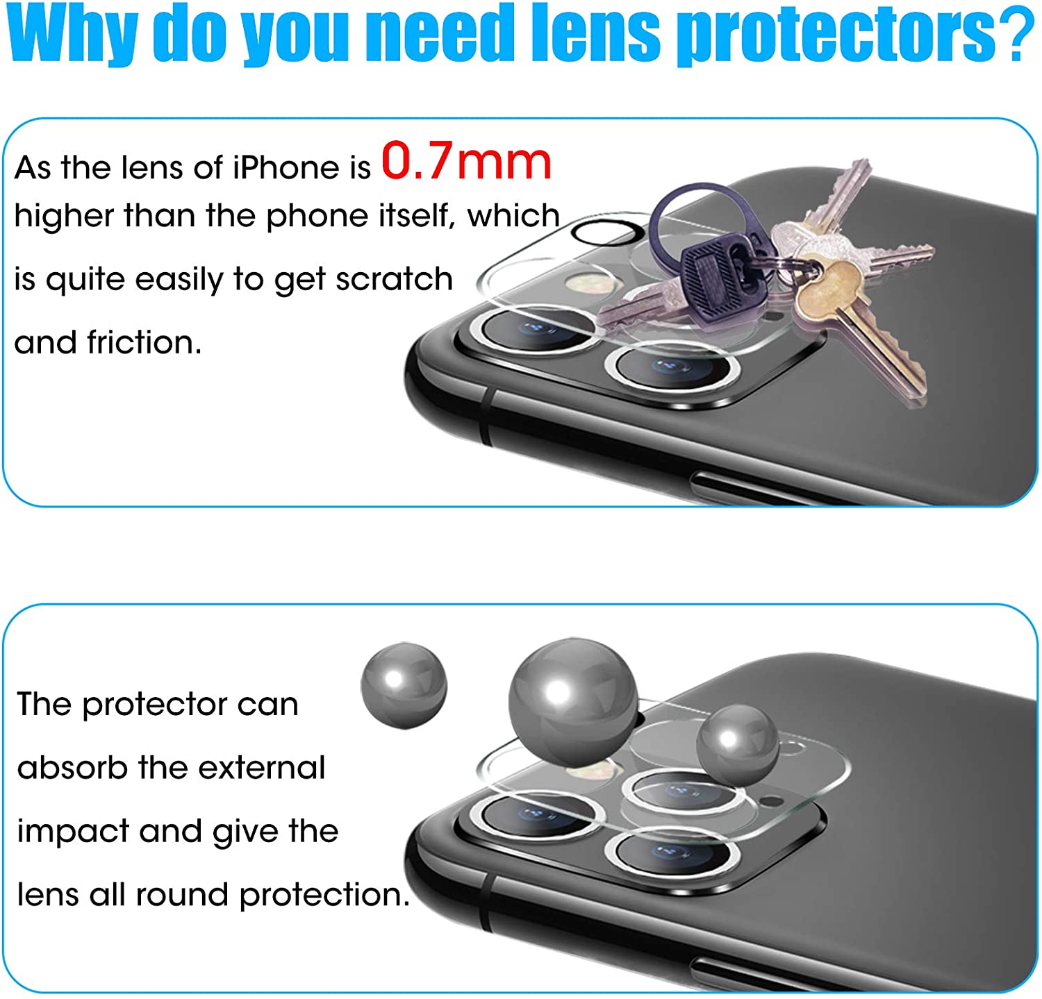 [2 Pack] for iPhone 12 Pro (6.1’’) 11 Pro Camera Lens Protector Screen Cover Tempered Glass, 9H Hardness Clear Scratch-Resistant - 200002107 Find Epic Store