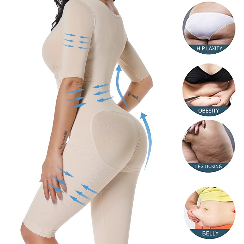 Women Powernet Full Body Shaper Post-Surgery Bodysuit Waist Trainer Corset Slimming Thigh Shapewear Tummy Control Arm shaper - 31205 Find Epic Store