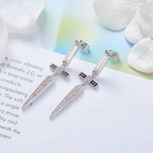 High Quality Silver Color Earrings Cubic Zirconia Cross Drop Earrings - 200000168 Find Epic Store