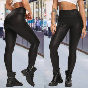 Black PU Leather Skinny High Waist Pants - 200000614 Find Epic Store