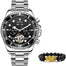 OLEVS Top Brand New Stainless Steel Mechanical Watch - 200033142 siliver black / United States Find Epic Store