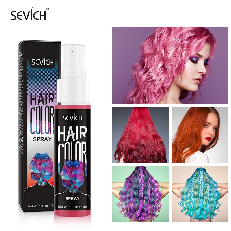 Sevich 8 Color Temporary Hair Dye Spray Unisex One-time Instant Hair Dry Color Liquid DIY Fashion Beauty Makeup 30ml - 200001173 Find Epic Store