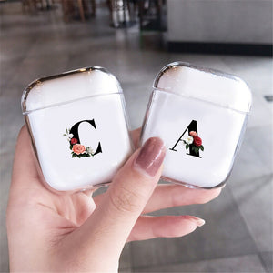 Art Floral Initial Letter Cover for Apple Airpods 2 1 Case Transparent Airpods Earphone Protector Case for airpods 2 transparent - 200001619 Find Epic Store
