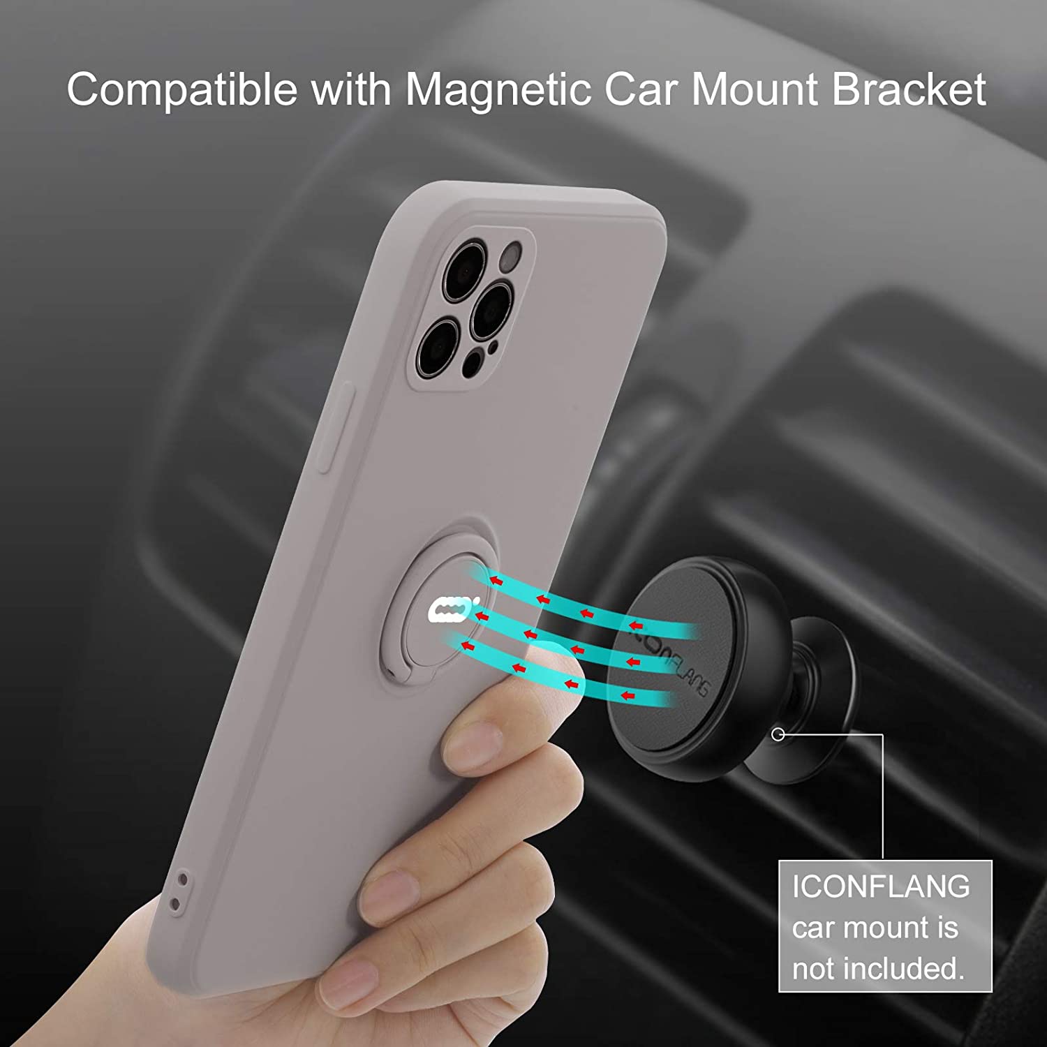 Gray Color Case - iPhone 7/8/X/XR/XS/XS Max/SE(2020)/11/11 Pro/11 Pro Max/12/12 Pro/12 Mini/12 Pro Max, 360 Ring Holder Kickstand - Anti-Scratch Protective Case - 380230 Find Epic Store