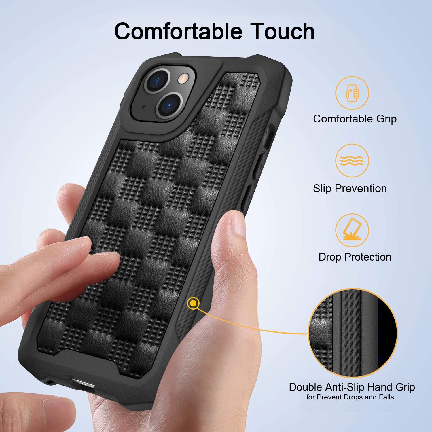 for iPhone 13 Pro Max ,for iPhone 13 Mini Case Shockproof Protective Case PU Leather Vanpi Anti-fall Double Anti-Slip Hand Grip - 380230 Find Epic Store