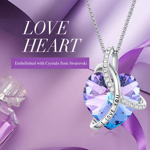 I Love You Pendant Necklace with Purple Heart Crystal for Women Fashion Necklace Jewelry Anniversary Gift - 200000162 Find Epic Store