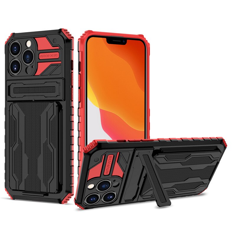 Armor Protect Case for iPhone 13 11 12 Pro Max Mini XS Max XR 7 8 Plus Military Grade Bumpers Slot Card Kickstand Cover - 380230 for iPhone 7 8 Plus / Red Find Epic Store
