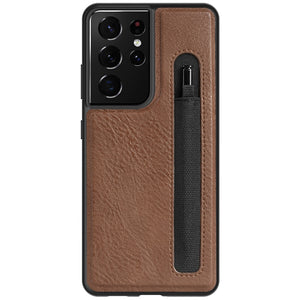 For Samsung Galaxy S21 Ultra Case, Stylus S-Pen Socket Pen Slot Case Age Leather Back Cover With Pocket Holder - 380230 for Galaxy S21 Ultra / Brown / United States Find Epic Store
