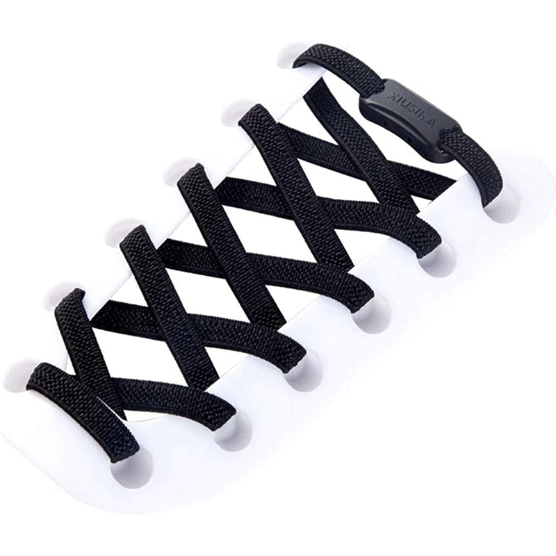 Reticulated woven Elastic Shoelaces Flat buckle lock No Tie Shoelace Sports competition Take a walk sneakers Lazy Laces 1 Pair - 3221015 Find Epic Store