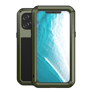 LOVE MEI Compatible for iPhone 12 Pro Max Case, Aluminum Metal Gorilla Glass Shockproof Military Heavy Duty Sturdy Cover - 380230 for iPhone 12 ProMax / Green / United States|NO Retail packaging Find Epic Store