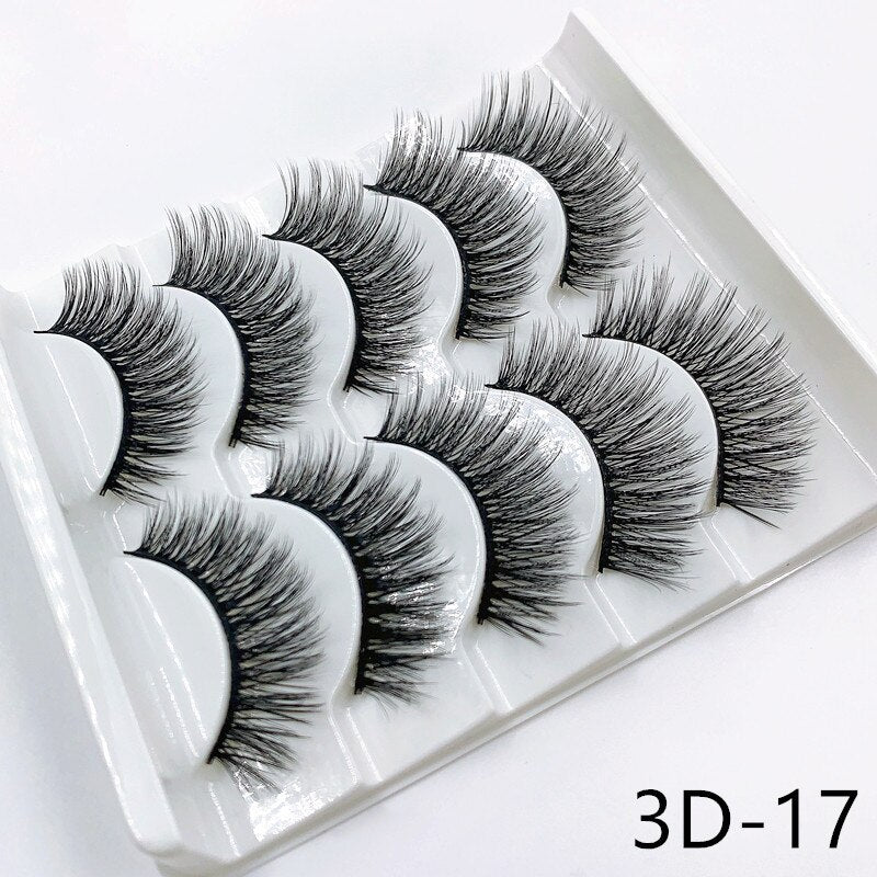 5 pairs 3d mink lashes handmade 3d lashes natural eye lashes makeup lashes extension - 200001197 3D-17 / United States Find Epic Store