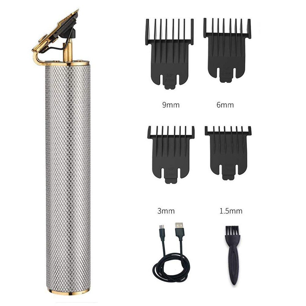 Professional Hair Clippers Trimmer 0mm Rechargeable Hair Shaving Machine Hair Cutting Beard Cordless Barber For Men Hair Trimmer - 200001213 United States / silver Find Epic Store