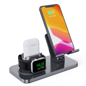 3 in 1 Charging Dock Holder For iPhone 11 12 Pro XR XS Max Silicone Charger Stand for Apple Watch AirPods Charging Station Docking - 5093004 United States / Grey Find Epic Store