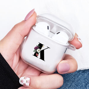 Art Floral Initial Letter Cover for Apple Airpods 2 1 Case Transparent Airpods Earphone Protector Case for airpods 2 transparent - 200001619 United States / K Find Epic Store