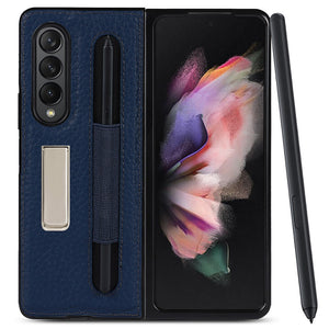 Genuine Leather for Galaxy Z Fold 3 5G W22 Case With S Pen Protective Cover For Samsung Galaxy Z Fold3 Case with Phone holder - 0 Find Epic Store