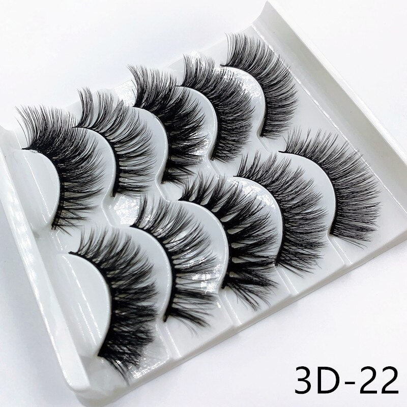 5 pairs 3d mink lashes handmade 3d lashes natural eye lashes makeup lashes extension - 200001197 3D-22 / United States Find Epic Store