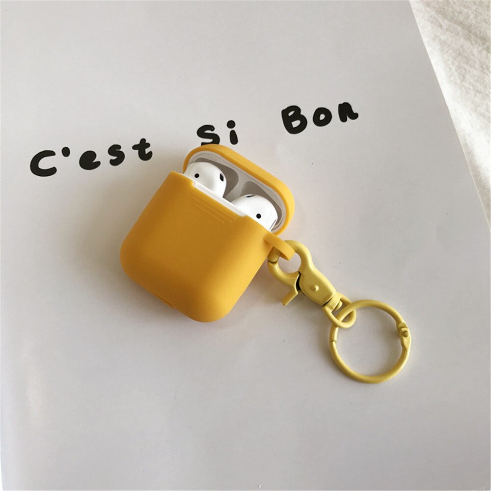 Silicone for Airpods Cases Cover Luxury Cute Airpods2 Earphone Protector Air Pods Accessories with Keychain for Airpods 2 1 Case - 200001619 United States / Yellow Find Epic Store