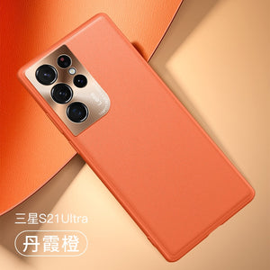 For Samsung Galaxy S21 S20 Ultra Plus S20 FE A52 A72 note 20 Ultra Case Luxury Vegan Leather Grain Matte Protective Back Cover - 380230 For Galaxy A52 5G / Orange / United States Find Epic Store