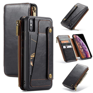 Wallet Case For iPhone 11 Pro 6s 7 8 Plus X XS XR MAX SE 2020 Zipper Wallet Leather Original Zipper Flip Wallet Leather - 380230 For iPhone 6 / Black / United States Find Epic Store