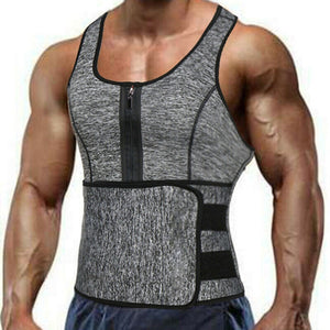 Neoprene Sauna Workout Suit Men Waist Trainer Corset Slimming Vest Zipper Body Shaper with Adjustable Tank Top Faja Shapewear - 0 Gray / S / United States Find Epic Store