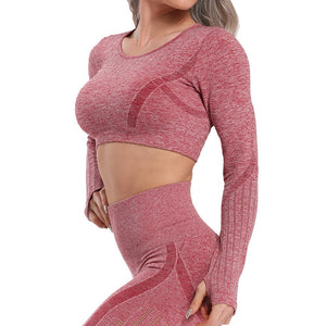 Vital Seamless Long Sleeve Crop Yoga Top - 200000649 Pink / S / United States Find Epic Store