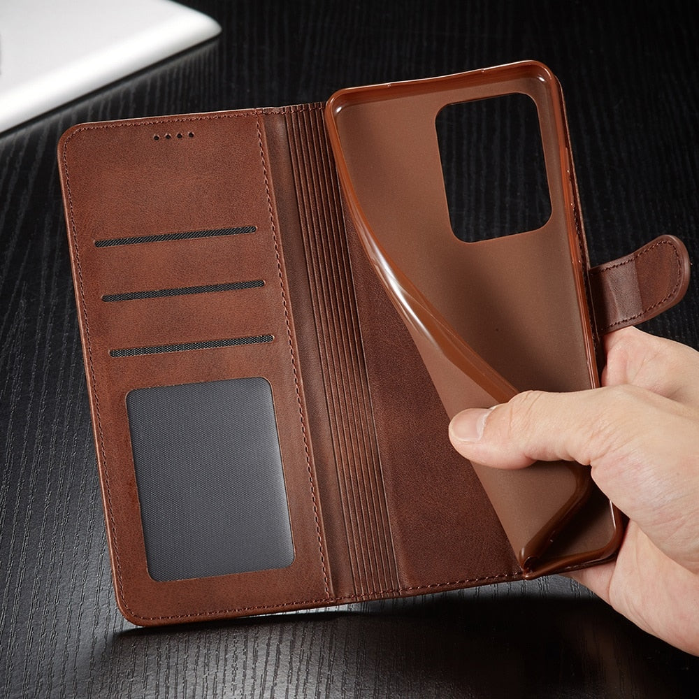 Brown Color Case - Leather Case for Samsung Galaxy S20 S21 Ultra Plus A71 A51 A41 Note 20 10 Plus A70 A50 A20 A20e S9 S8 Plus Wallet Flip Cover - 380230 Find Epic Store