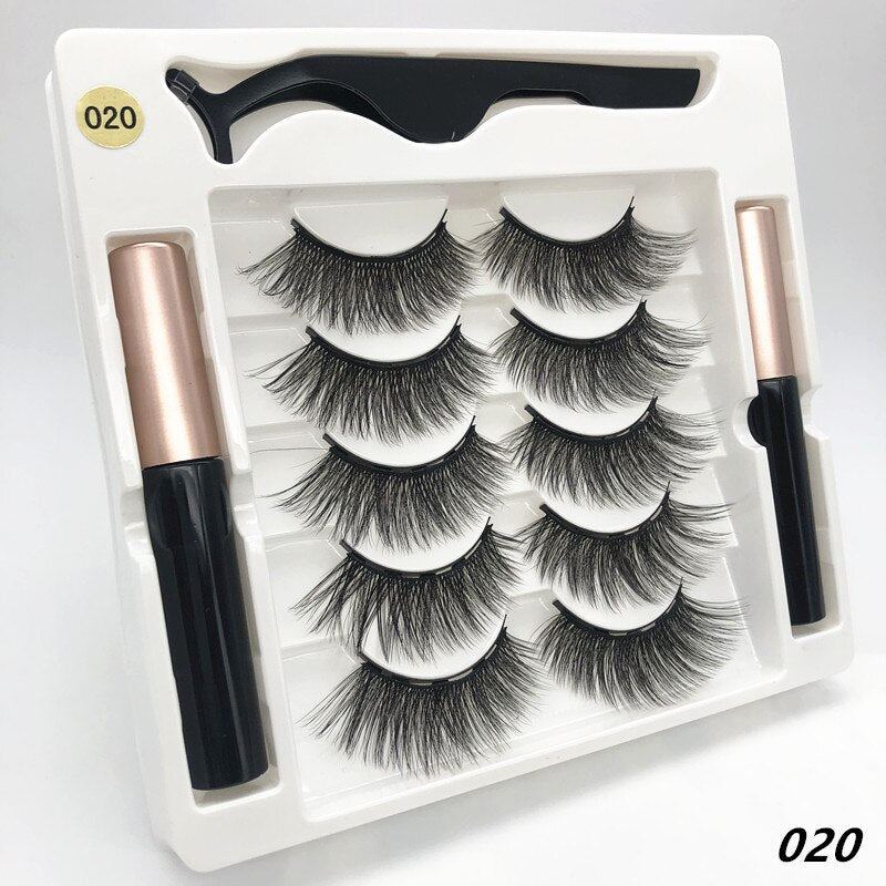 5 Pairs of Magnetic Eyelashes, Natural Magnets, 2 Magnetic Eyeliner + Tweezers, Natural False Eyelashes - 200001197 Find Epic Store