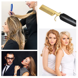 Flat Iron Hot Air Comb 2 in 1 Hair Dryer Brush Hair Curling Straightening Hair Straightener Hair Curler Wet & Dry Hair Styler - 200001211 Find Epic Store