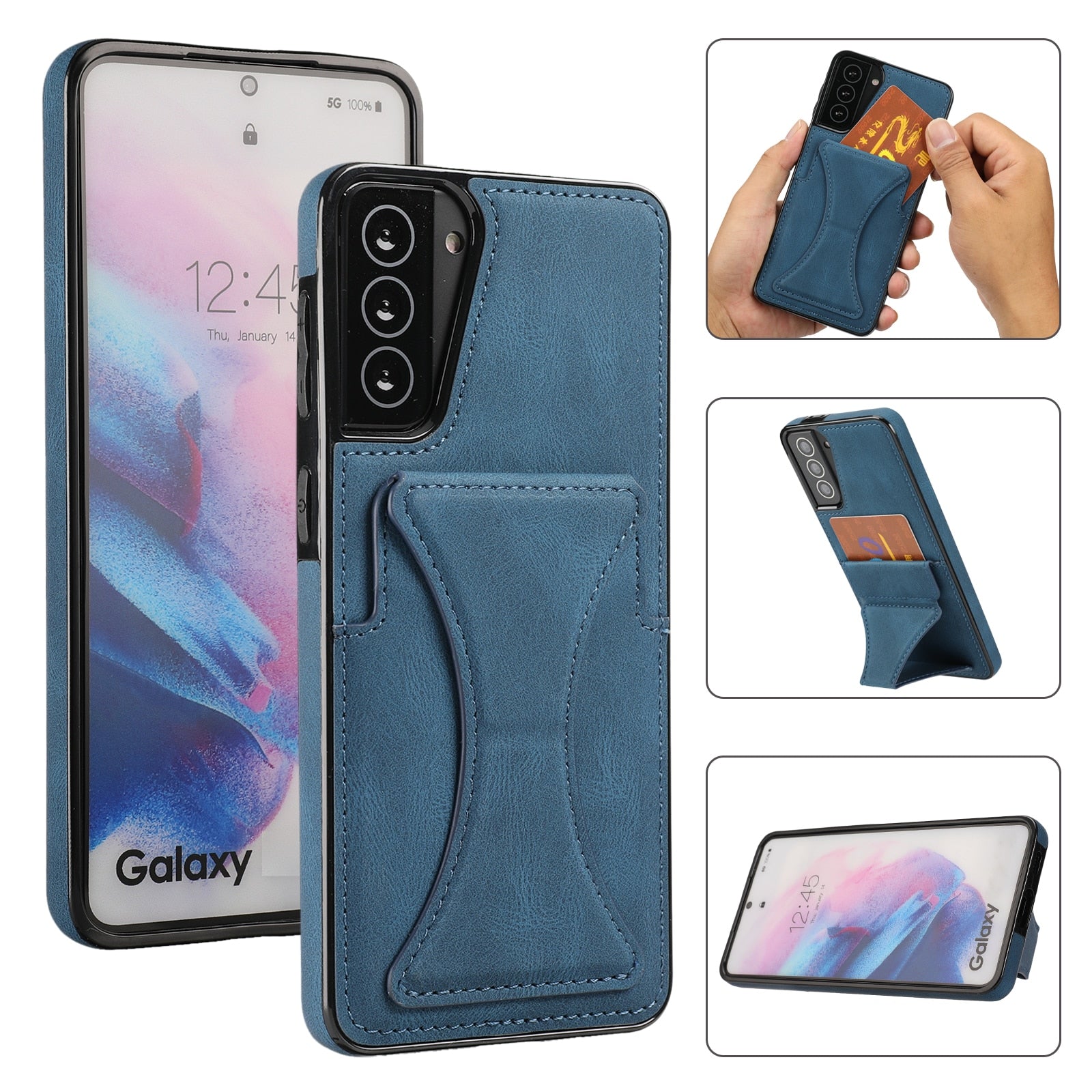 Samsung Galaxy S10/S10 Plus/S10E/S20/S20 Plus/S20 Ultra/S20 FE/S21/S21 Plus/S21 Ultra/Note 20/Note 20 Ultra - Slim Fit Premium Leather - Card Slots with Kickstand - 380230 for Galaxy S10 / Blue / United States Find Epic Store