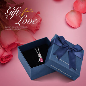 Women Gold Color Rose Flower Necklace Pendant with Crystals from Swarovski Teardrop Jewelry Fashion Romantic Valentine's Day - 200000162 Pink in box / United States / 40cm Find Epic Store