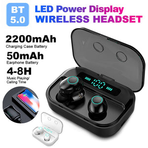 Touch Control Wireless Bluetooth Earbuds Bluetooth 5.0 Binaural Call IP67 Waterproof Earphone with 2200mAh Capacity Charging Box - 63705 Find Epic Store